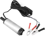 Jectse Submersible Pump, DC 12V 12L/Min 8500R/Min 25W Electric Kerosene Pump, Silver Stainless Steel for Bilge Discharge Pool Drainage, Lift Head 1.5m~2m