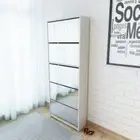 Shoe Cabinet Modern Style Mirrored Footwear Storage Rack 5 Tier Organizer White