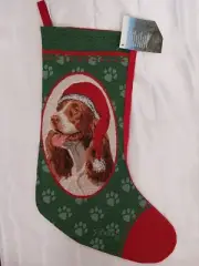 NWT Christmas Holiday Stocking Springer Spaniel Dog / Puppy Tapestry USA