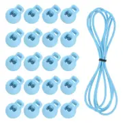 40 Pcs Single Hole Cord Locks with Elastic Cord, Light Blue