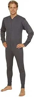 [Octave] 6 Pack Mens Thermal Underwear All in One Union Suit/Thermal Body Suit (Large, Charcoal)