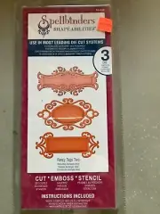 Spellbinders Shapeabilities FANCY TAGS TWO 3 Die Templates NEW