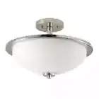 PROGRESS LIGHTING Replay 2-Light Polished Nickel Flush Mount, Etched White Glass