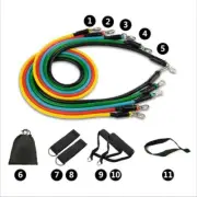 11PCS Latex Yoga Strap Resistance Bands Home Gym Tube Fitness Elastic Exercise