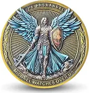 Archangel Michael Challenge Coin – 1.57 Inch Christian Coin with Psalm 91:10-11, Angel Protection and Faith Symbol