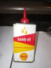VTG 1930-50s SHELL HANDY OIL TIN CAN HANDY OILER 4oz UNCUT SPOUT FULL