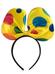 Polka Dot Yellow Clown Bow on Headband