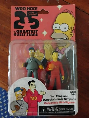 Neca Simpsons 25th Anniversary Series 1 - Yao Ming & Coach Homer Figs - NIB 2013