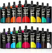 Shuttle Art Acrylic Paint, 18 Colours Acrylic Paint Pouches (120ml/4.06oz), Artist Grade Acrylic Paint Set, Rich Pigments, Non-Toxic for Artists, Beginners and Kids on Rocks Crafts Canvas Wood Ceramic
