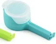 lot (3) plastic FOOD COFFEE BAG SEAL CLIP CLOSURE w/ easy pour lid cap nozzle