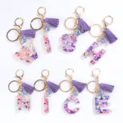 1PC Resin Sequin A-Z Alphabet Keychain Fashion Tassel Pendant Keyrings Bag Decor