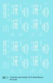 K4 HO Scale Decals Centralia and Chester 34 Ft Wood Boxcar White