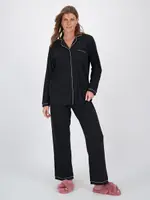 Edited Sleep Women's Button Down Jersey Pyjama Set with Side Pockets, Size 8