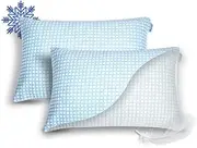 Sleepavo Cooling Pillow Case Queen Size - 2 Pack Cool Pillowcase for Hot Sleepers Zipper Protector Pillowcase for Night Sweats with Derived Viscose Rayon - Blue Soft Queen Cotton Pillow Cover