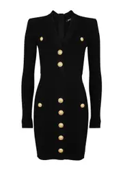 Balmain Ribbed Stretch-knit Mini Dress - Black - 6 6