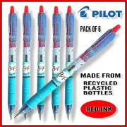Pilot B2P Recycled Retractable 1.0 RED Medium Tip Softgrip Ballpoint pen X 6