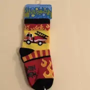 Stephen Joseph baby boys Sports Socks, Firetruck Medium (7-9 Shoe Size)