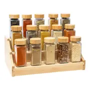 Large Bamboo Shelf with 15 Bamboo Shaker Spice Jars