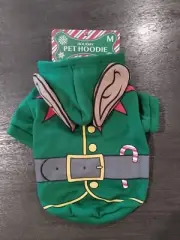 Dog Sweater Hoodie, Elf Christmas Holiday Pullover Clothing Costume Size Medium