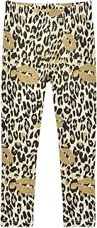 [Joisal] Girls Leggings 4T Leopard Gold Pattern, Comfortable Stretch Pants for Girls