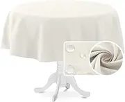 Smarcute Round Tablecloth, Netural Water Repellent Stain Resistant Table Cloth Decorative Table Setting Table Cover for Dining/Party/Buffet/Wedding/Camping,Heather Ivory,177cm Round