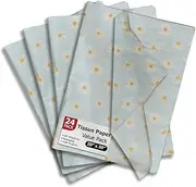 Daisies Printed Tissue Paper - Decorative Tissue for Decoupage - Spring Tissue Paper | 24 Sheets 20" x "30"