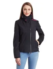 Superdry Womens Winter Windcheater Artic Jacket Black Lurex Pink Fleece lined
