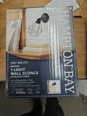 Hampton Bay Bryson 1-Light Matte Black Wall Sconce 1007 288 215
