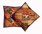 2 PC 16" Handmade Patchwork Beaded Embroidered Throw Indian Cushion Pillow Cover