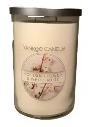 Yankee Candle-Cotton Flower & White Musk-Large 22oz glass jar-2 Wick Candle- New