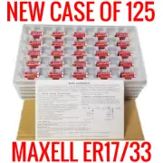 125 PACK MAXELL ER17/33 3.6V 1600mAh LITHIUM THIONYL CHLORIDE BATTERY WITH PINS