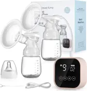 Alltomom Double Electric Breast Pump 3 Modes 9 Suction Levels LED Display Mem...