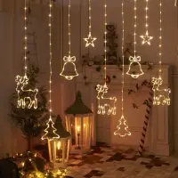 在飛比找蝦皮商城精選優惠-木棉花 圣誕節裝飾星星窗簾燈房間臥室櫥窗場景布置小彩燈閃燈串