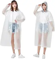 [Jeorywoet] Rain Poncho Adult 2Pcs Waterproof EVA Reusable Raincoats Clear Rain Coats with Hood for Women Men Girl Boy Camping Hiking Travelling Sporting, Raincoats with Hood
