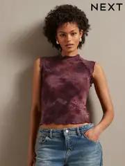 Rose Pink Lettuce Hem Short Sleeve Marbled Floral Print Top (AL1289) | $45