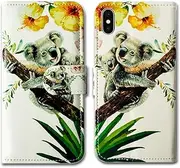 iPhone Xs Wallet Case,iPhone X Case,Bcov Cute Koala Baby Mother Leather Flip Wallet Case Cover with Card Slot Holder Kickstand for iPhone Xs X
