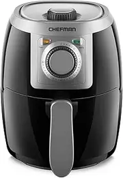 Chefman TurboFry 2-Litre Small Air Fryer, Compact Size, 1000W Power, Easy-Set 60-Minute Timer for Fast and Healthy Cooking, Uses No Oil, Nonstick Dishwasher-Safe Parts, Black