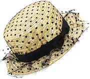 [BESTYASH] Outdoor Woven Lace Hat for Women and Stylish Sunshade with Wide Brim for Beach Vacations and Sailing Breathable Design for Comfort and Sun Protection