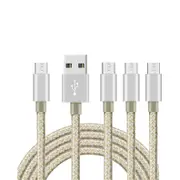 Catzon 1M 2M 3M 4Packs Micro USB Cable Nylon Braided Phone Cable Fast Charger Cable USB Cord -Gold Silver
