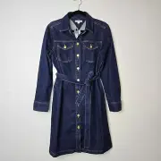 Tommy Hilfiger Women's Denim Button Front Belted Jean Shirt Dress Size XL