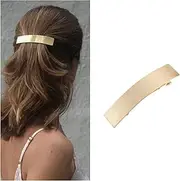 Iaceble French Metal Bar Hairclip Barrette Gold Geometry Rectangular Hair Barrette Clips Minimalist Square Head Clip Ponytail Holder Hair Clip Decorative Hair Accessories for Women and Girls (Gold)