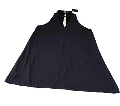 NWT HAUTE FOX WOMENS SZ 3XL SLEEVELESS LITTLE BLACK DRESS HIGH COLLAR V NECK