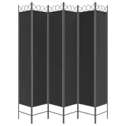 6-Panel Room Divider Black 240X220 Cm Fabric fabric,iron Screens & Room Dividers