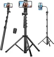 74" Flexible Phone Tripod, Tall Cell Phone Tripod with Adjustable Gooseneck &...