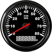 SKMWLMRAJ 52mm Digital Tachometer Car Truck Boat Tacho Gauge with Hourmeter for Diesel,Gasoline Engine 12 V 24 V with Red Backlight Automobile Tachometer(ASE)