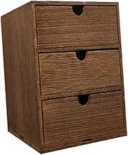 FUNNETOYU Wooden Multi Layer Drawer Box Stylish Brown Storage Organizer with Three Capacity Material for Desktop Sorting and Decoration