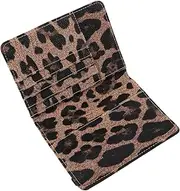 [FRCOLOR] Leopard Print Passport Holder Stylish PU Travel Wallet with RFID Protection Multiple Card Slots Ticket Sleeve for Family Travel and Document Organization