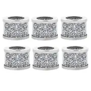 6 Pack Crystal Glass Napkin Holder Silver Diamond Napkin Rings, Crushed1619
