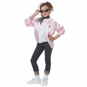 50s Satin Varsity Jacket Old School Greaser Rock Roll Pink Girls Costume
