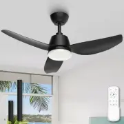 40 Inch Black Wood Ceiling Fan with Light & Remote Control, Low Profile Modre...
